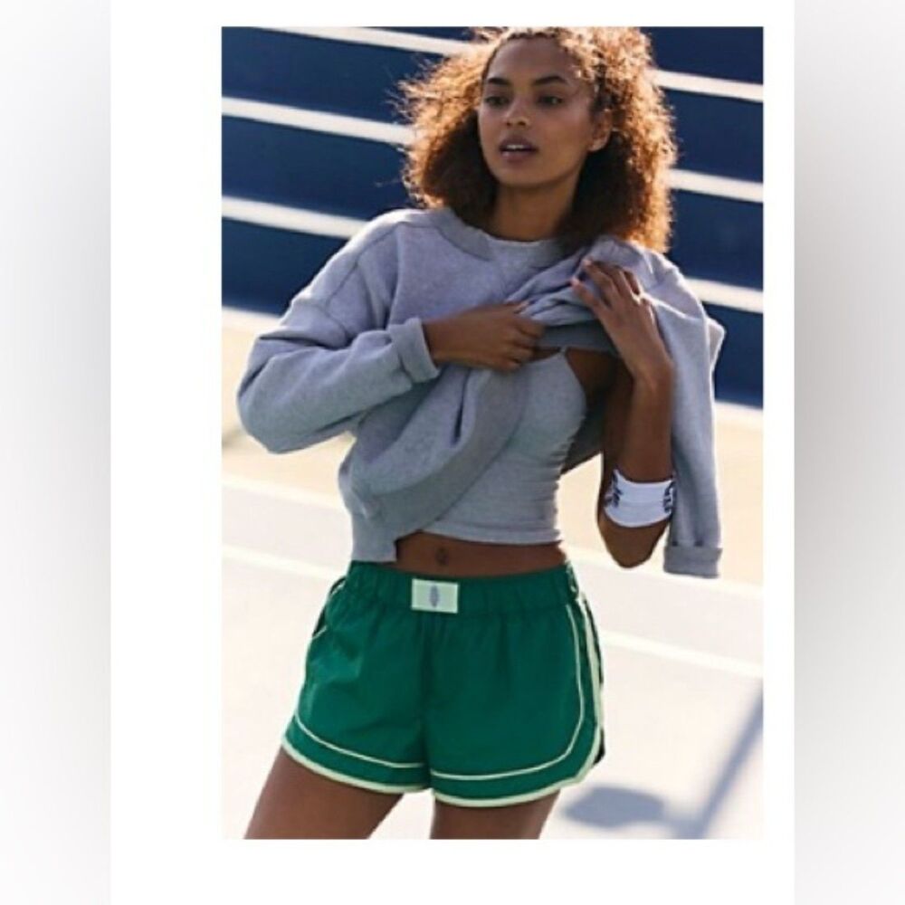 Free People varsity blues shorts green size small built in underwear